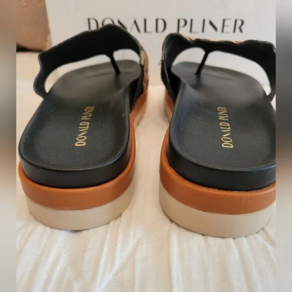 Donald Pliner / Leopard Calf Hair Sandal in Black / Luxury Animal Print Sandals - Picture 3 of 7